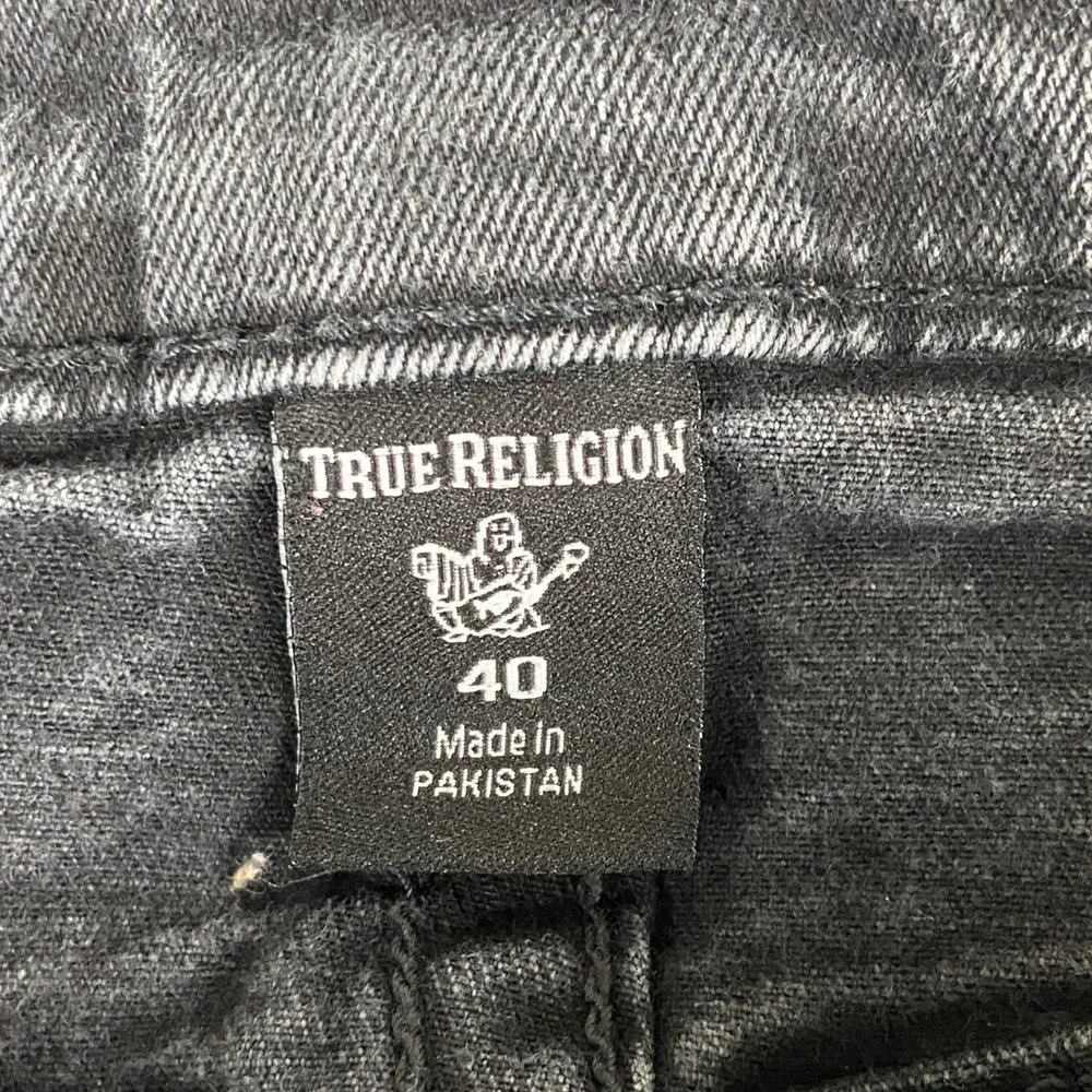 True Religion‎ Ricky Relaxed Straight Jeans Mens 40x32 Black Denim Flap Pocket